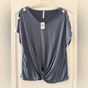 Simply Irresistible Slate Blue Button Detail Top